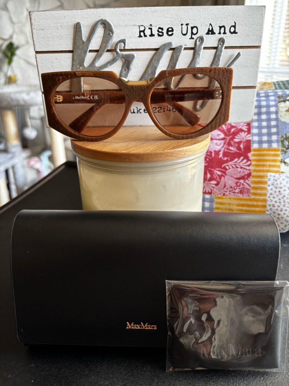 MaxMara Womenโs Brown Tortoise Frame Sunglasses with Brown Lenses